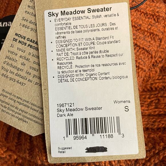 Prana Sky Meadow Chunky Knit mock Neck Cotton Blend Slouchy sweater womens S New - Picture 13 of 15